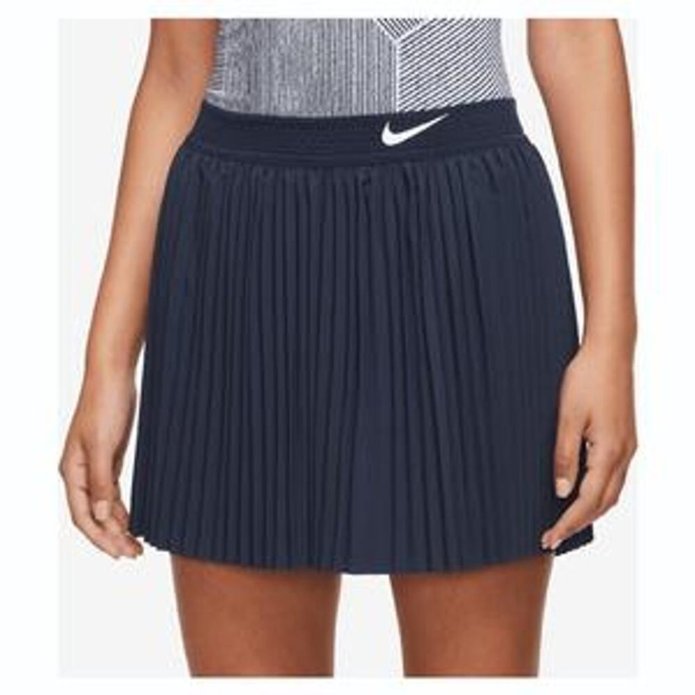 Nike Navy Pleated Midi Skirt with White Swoosh
